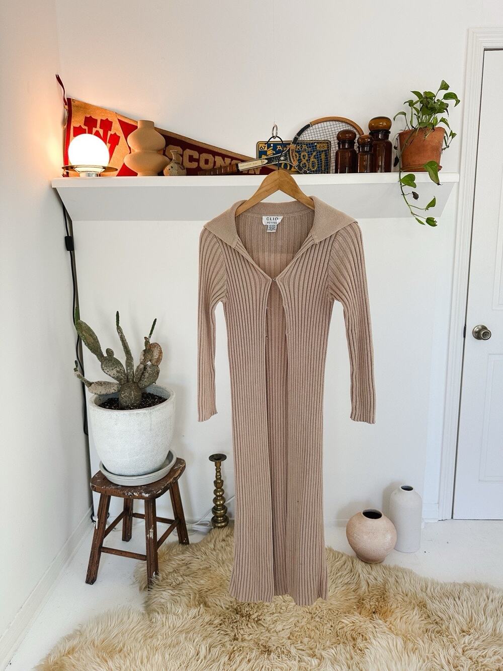 Vintage Y2K Clio Petites Brown Long Sweater Dress Cover Size Small Petite